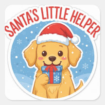Santa's Little Helper Weihnachtshund-Aufkleber