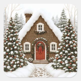 Santas Lodge Quadratischer Aufkleber