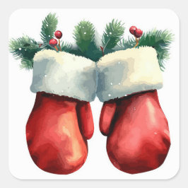 Santas Mittens Quadratischer Aufkleber