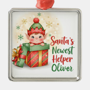 Santa's neuester Helfer Weihnachten Süße Elf Gesch Ornament Aus Metall