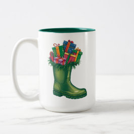 Santa's New Boots Zweifarbige Tasse