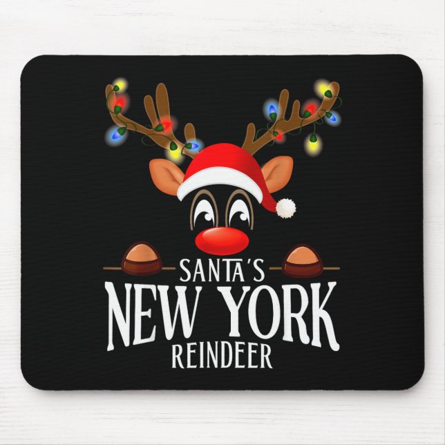 Santa's New York Reindeer Funny Xmas Matching Pjs  Mousepad (Vorne)