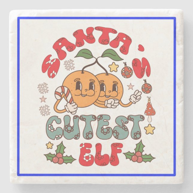 Santa's Niedlicher Elf Sublimation-80881 Steinuntersetzer (Vorderseite)
