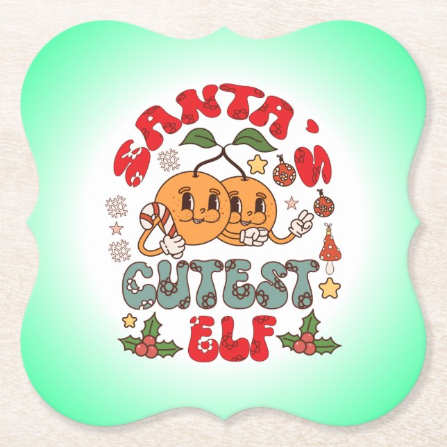 Santa's Niedlicher Elf Sublimation-80881 Untersetzer (Vorderseite)