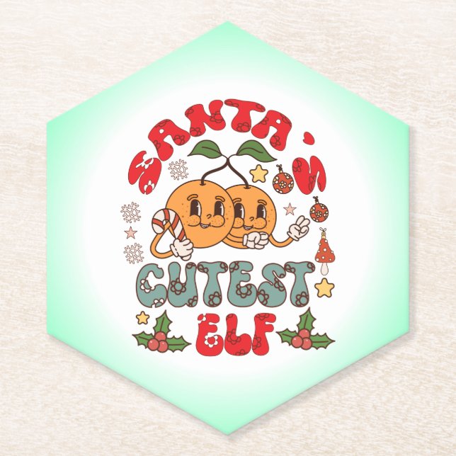 Santa's Niedlicher Elf Sublimation-80881 Untersetzer (Vorderseite)
