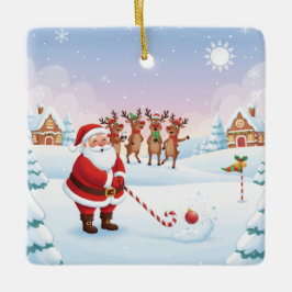 Santa's North Pole Holiday Golfing Fun  Keramikornament
