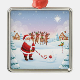 Santa's North Pole Holiday Golfing Fun  Ornament Aus Metall