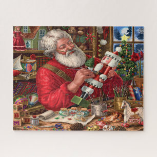 Santas Nussknacker-Malerei in seiner Werkstatt