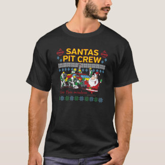 Santa's Pit Crew Race Car Ugly Weihnachten T-Shirt