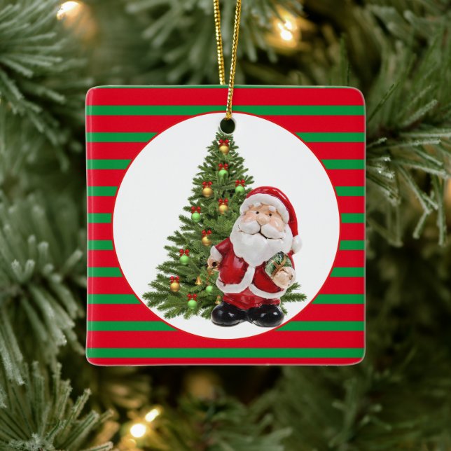 Santas/Platz auf zwei Seiten Keramikornament (Baum)