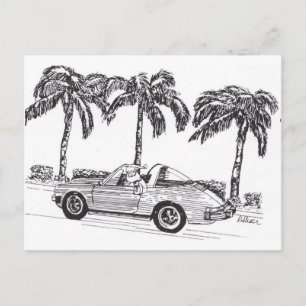 Santa's Race Car Feiertagspostkarte