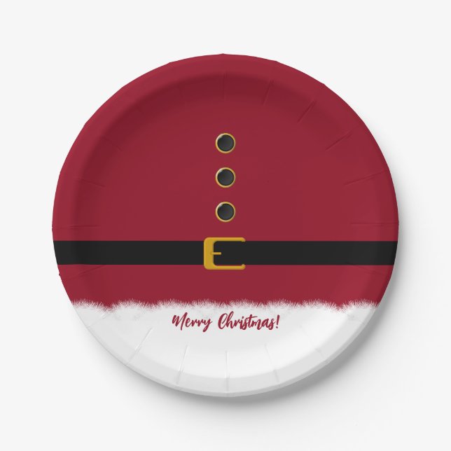 Santas Red Outfit - Weihnachtszeit- Pappteller (Vorderseite)