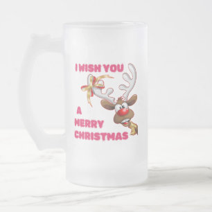 SANTA'S REINDEER WÜNSCHT IHNEN EINEN KLEINEN CHRIS MATTGLAS BIERGLAS