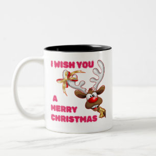 SANTA'S REINDEER WÜNSCHT IHNEN EINEN KLEINEN CHRIS ZWEIFARBIGE TASSE