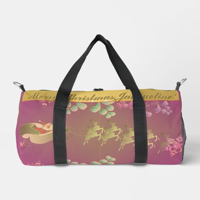 Santa's Rentier Lila Duffle Bag (Vorderseite)