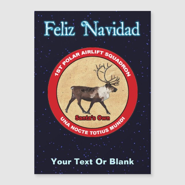 Santa's Rentier Squadron - Feliz Navidad Magnetkarte (Vorderseite)