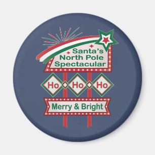 Santa's Retro Marquee - Ho Ho Ho Merry & Bright Magnet