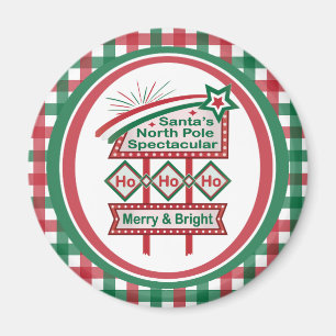 Santa's Retro Marquee - Ho Ho Ho Merry & Bright Magnet