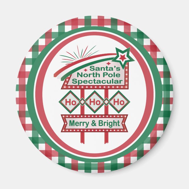 Santa's Retro Marquee - Ho Ho Ho Merry & Bright Magnet (Vorne)