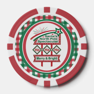 Santa's Retro Marquee - Ho Ho Ho Merry & Bright Pokerchips