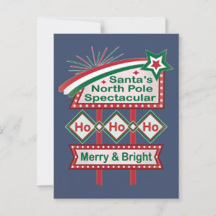 Santa's Retro Marquee - Ho Ho Ho Merry & Bright Postkarte