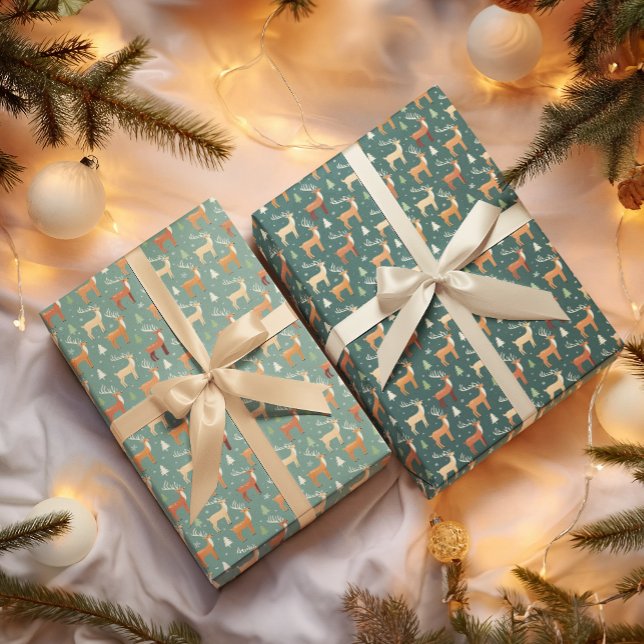 Santa's Retro Rentier Geschenkpapier Set (Von Creator hochgeladen)