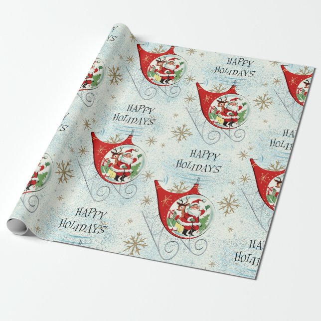 Santas Retro-Rotor-Schlitten Geschenkpapier (Ungerollt)
