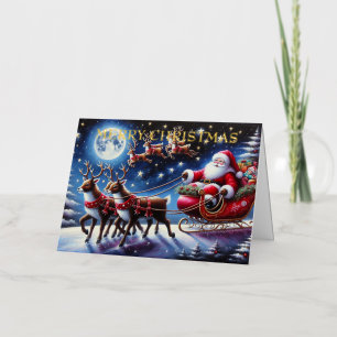 Santas Schlitten mit Rentieren in der Weihnachtsna