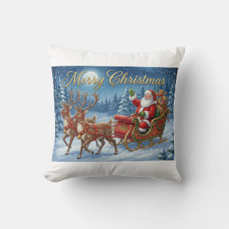 Santas Schneeschlittenfahrt Kissen