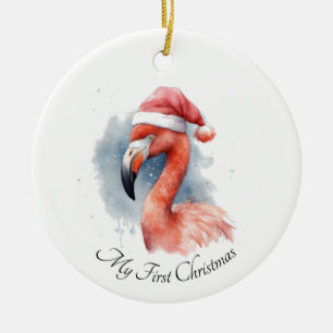 Santas Schneevogel Flamingo, individuell Keramik Ornament