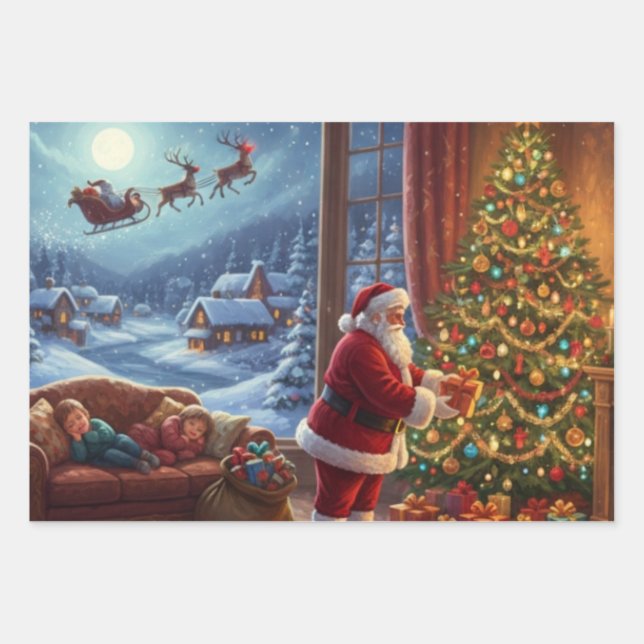 Santa's Silent Night Geschenkpapier Set (Vorderseite)