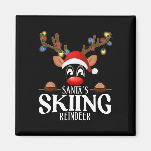 Santas Skifahrende Rentiere Lustige Weihnachten pa Magnet