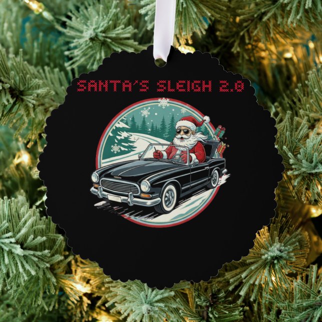 Santa's Sleigh 2.0 Paper Ornament Karte (Insitu (Baum))