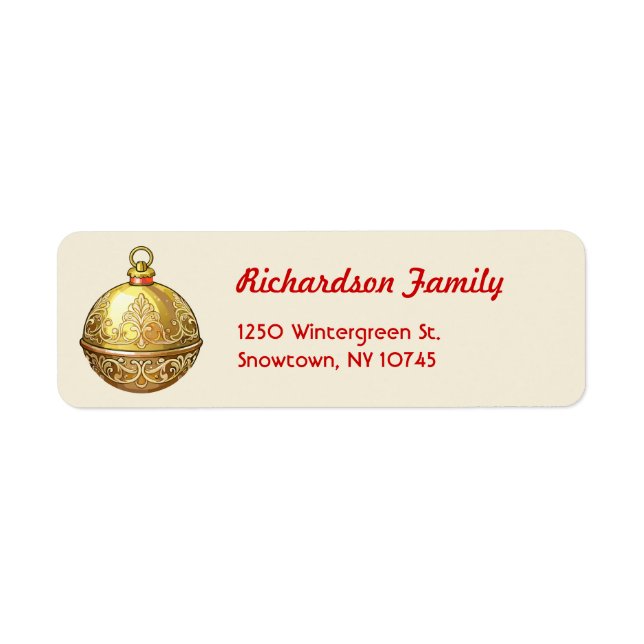 Santa's Sleigh Bell Rücksendeadressen-Aufkleber (Vorne)