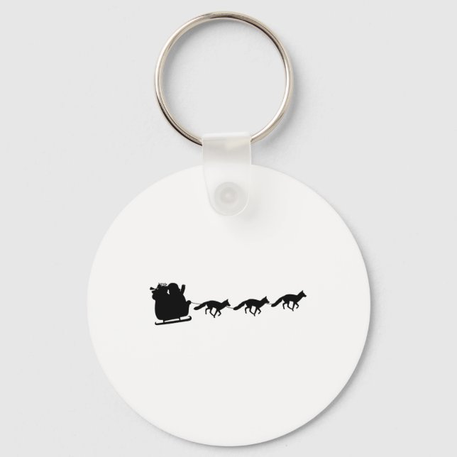 Santas Sleigh Pulled By Foxes - Fox Christmas  Schlüsselanhänger (Vorderseite)