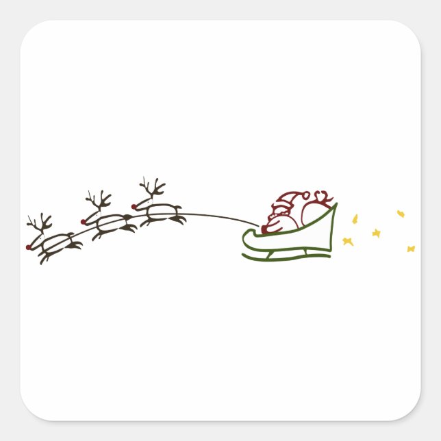 Santas Sleigh Quadratischer Aufkleber (Vorderseite)