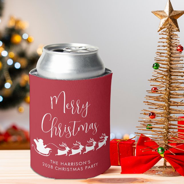 Santas Sleigh Red Christmas Party Dosenkühler (Von Creator hochgeladen)