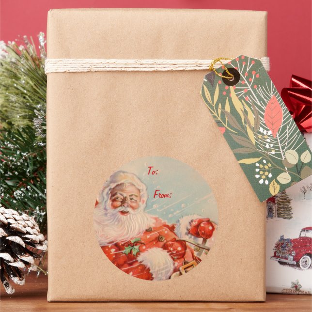 Santas Sleigh Ride Cadeau Balise Stickers (vacances)