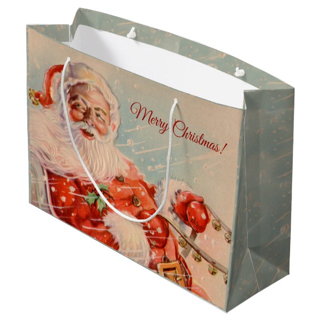 Santas Sleigh Ride Große Geschenktüte (Rückseite Schrägansicht)