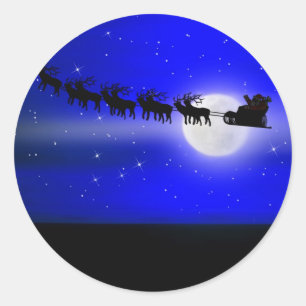 Santa's Sleigh Ride Runder Aufkleber