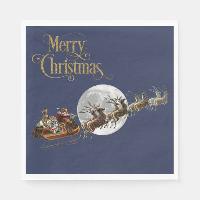 Santa's Sleigh Ride Serviette (Vorderseite)