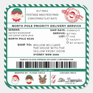 Santas Sleigh Sticker Étiquette de livraison de No