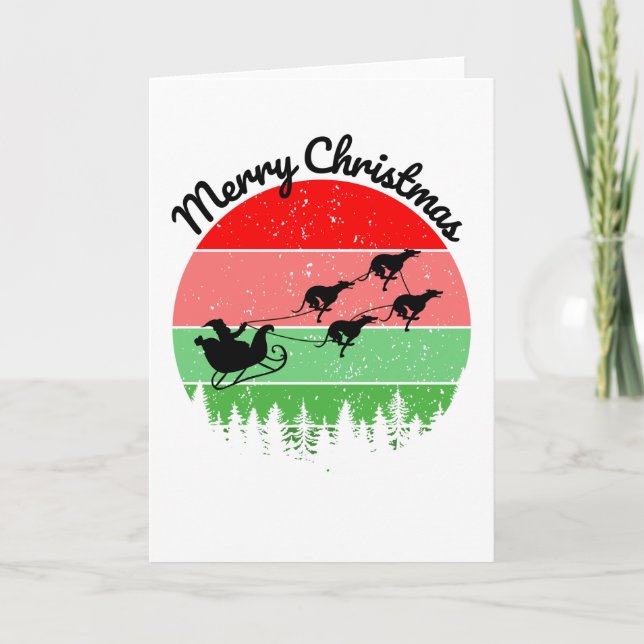 Santas Sleigh von Windhunden gezogen Karte (Vorderseite)