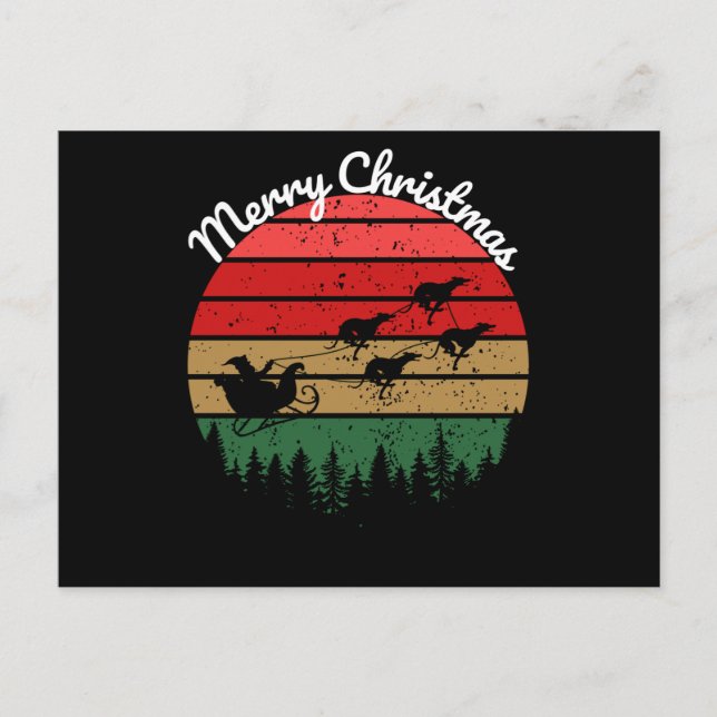 Santas Sleigh von Windhunden gezogen Postkarte (Vorderseite)