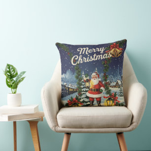 Santa's Snowy Express Retro-Szene Kissen