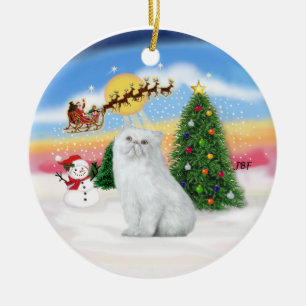 Santas Start - Weiße Persische Katze Keramikornament