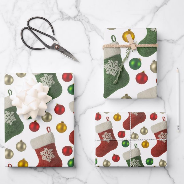 Santas Stocking Geschenkpapier Set (Vorderseite)