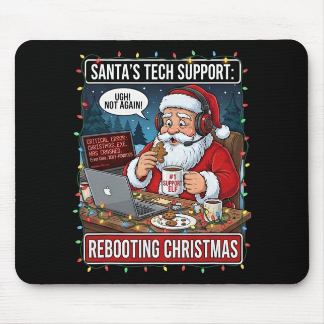 Santas Tech-Support startet Weihnachten lustig neu Mousepad (Vorne)
