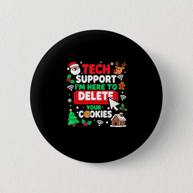 Santa's Tech Suprt Rebooting Christmas Computer Me Button (Vorderseite)