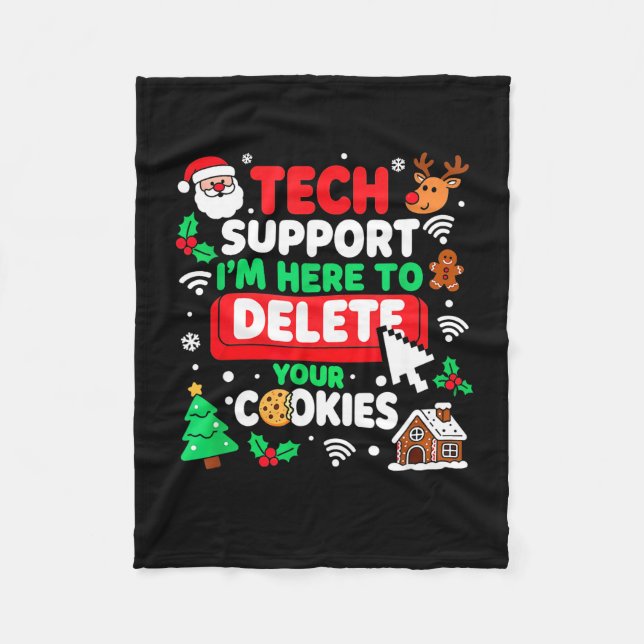 Santa's Tech Suprt Rebooting Christmas Computer Me Fleecedecke (Vorderseite)